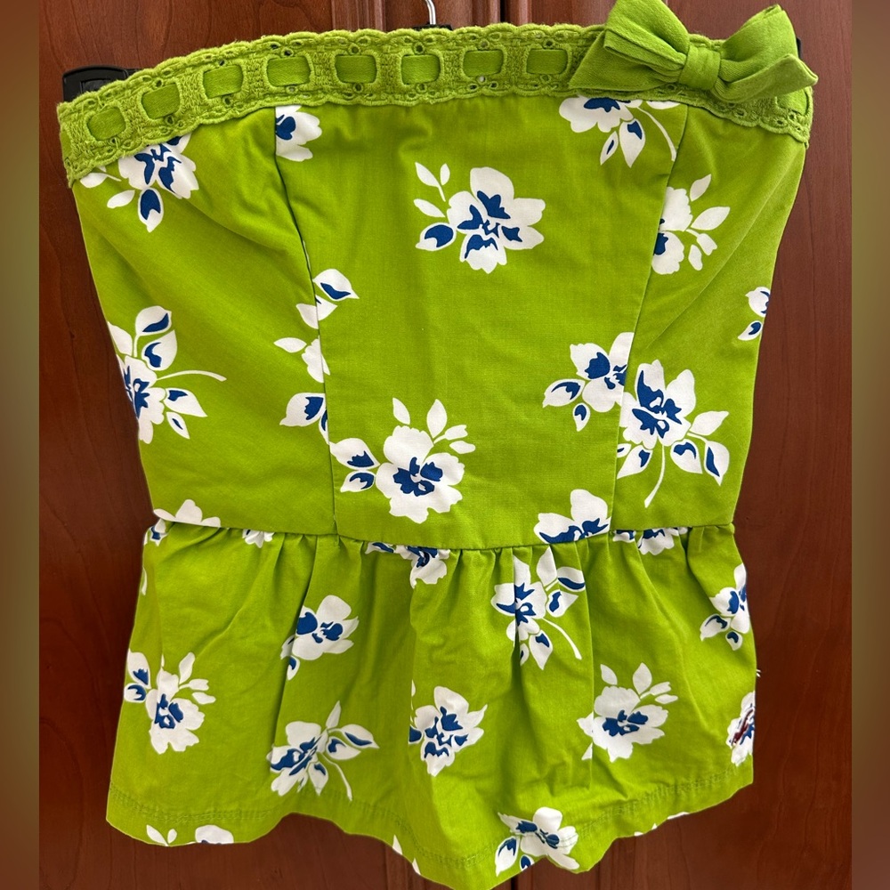 Hollister Green Floral Crop Top